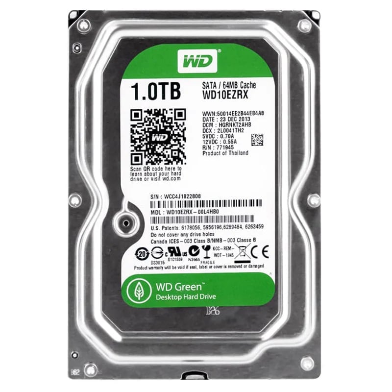 hdd-wd-internal-1tb-green-back هارد 1 ترابایت وسترن دیجیتال مدل HDD WD Green 1TB WD10EARX (استوک.95درصد) - Image 1
